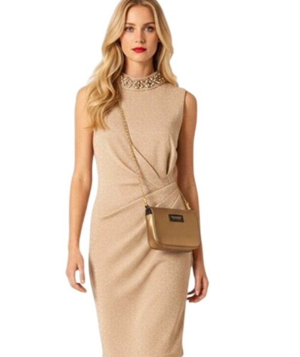Versace Parfums Crossbody GOLD METALLIC Wallet Chain Sophisticated Wedding Prom